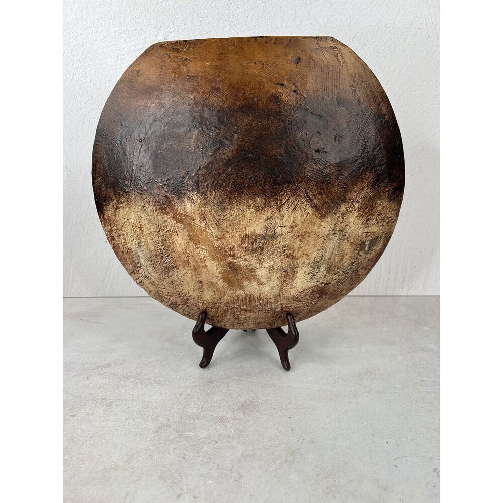 MCM Home Decor Brown Circle Vase Plastic Large Brutalist Mondernist